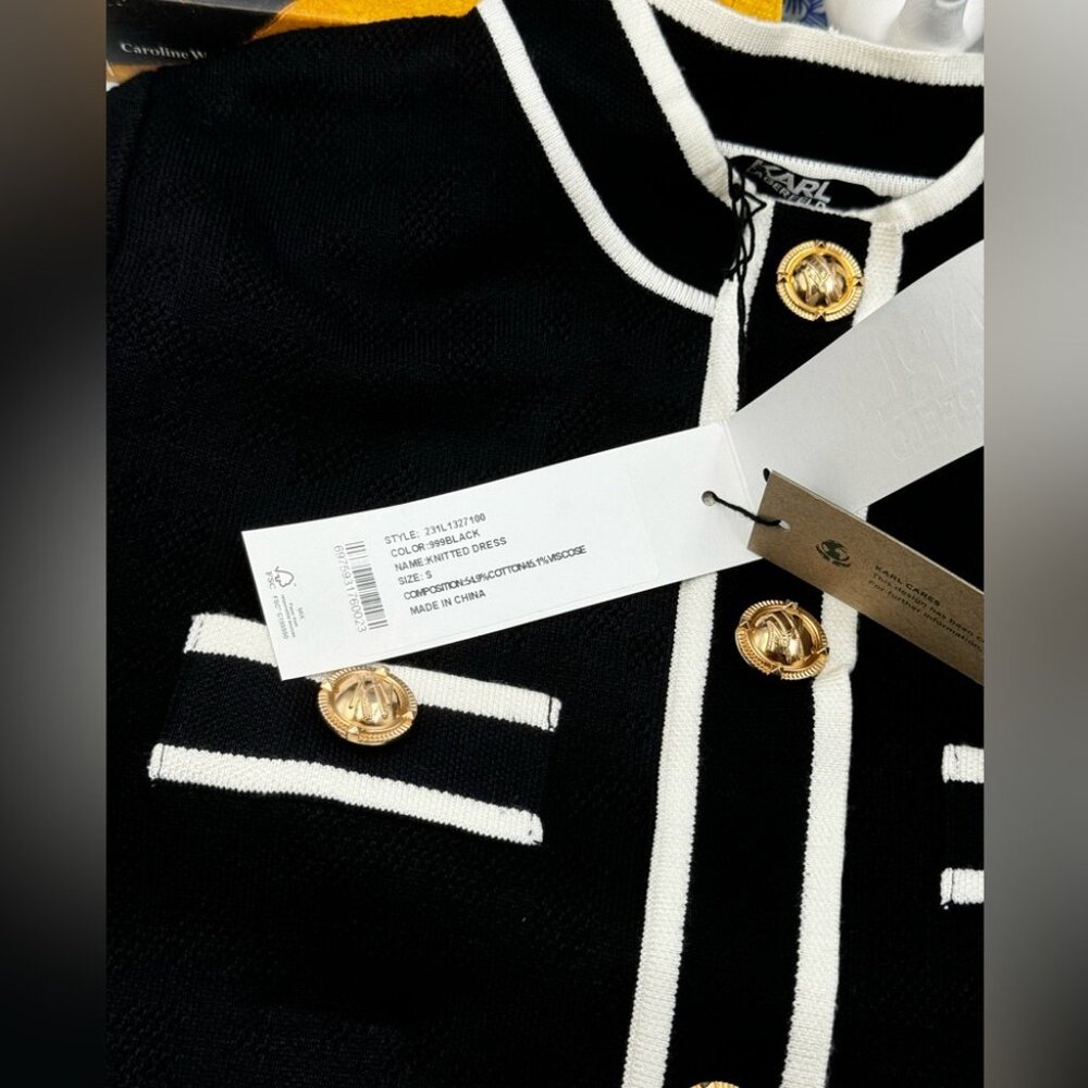 🆕KARL LAGERFELD🧿 NWT Classic Knit Dress with Embroidered Monogram, Black, Sz S - Picture 9 of 16